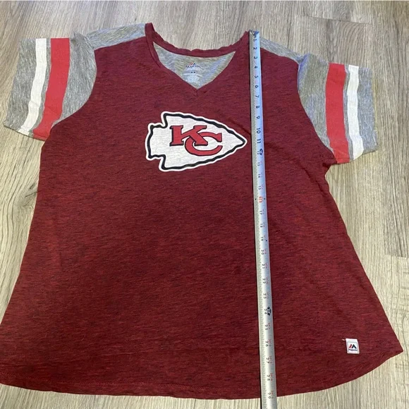 KC Chiefs NFL Team Apparel Raglan T Shirt Kansas City Football Womens 2XL - Picture 3 of 5